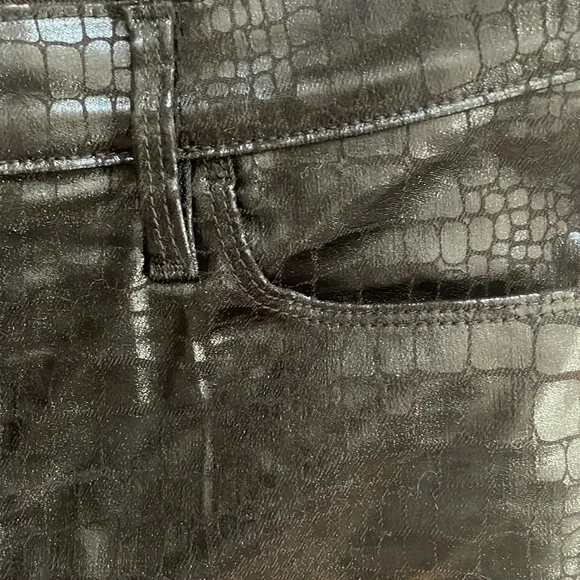 FRAME Le High Skinny Cropped Croc-effect Mid-Rise Skinny Jeans Black Size 28 - Picture 14 of 14